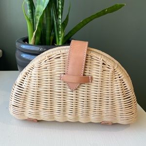 J. Crew rattan clutch.